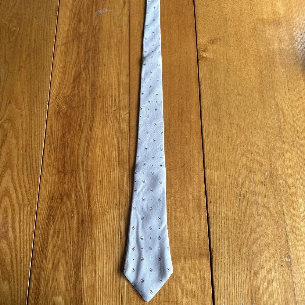 Marc Lewis Necktie Mens 57x3.5 Silver Good 100% Silk Geometric Formal USA‎